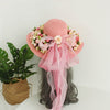 Ladies Handmade Flower Big Brim Straw Hat