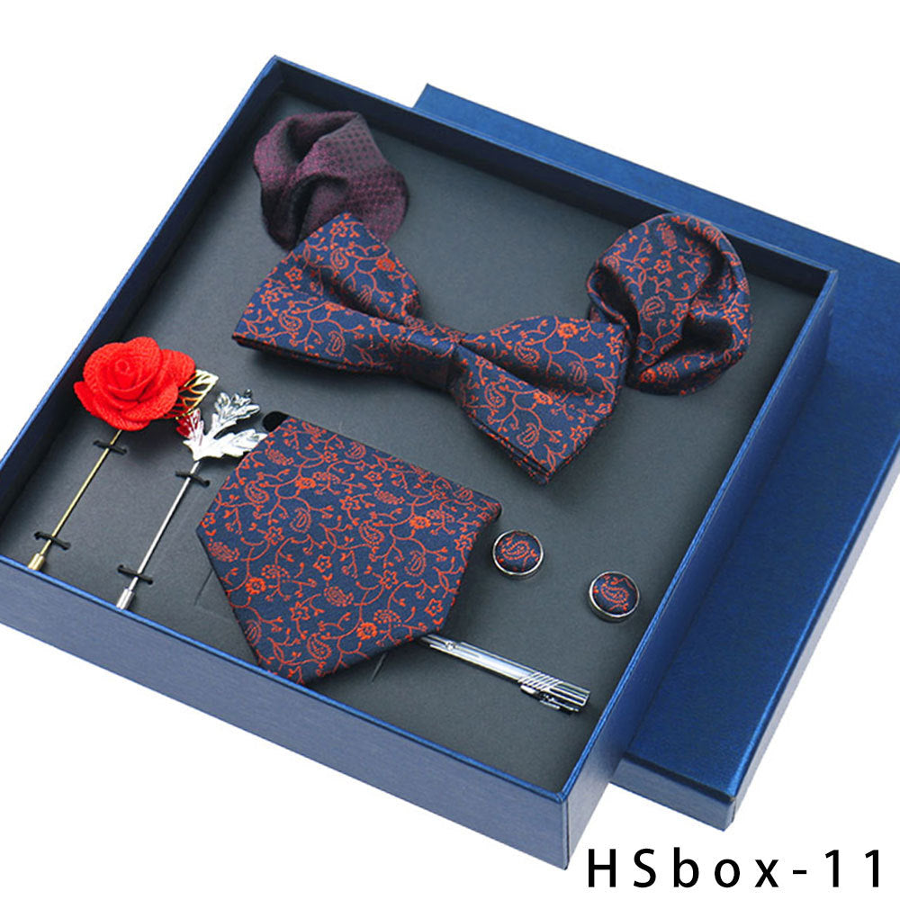 8-piece Gift Box Men's Formal Wear Business Bow Tie Square Scarf Tie Clip