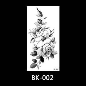 Black and white sketch flower tattoo stickers