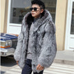 Men's mink fur fur one-piece coat hooded fox