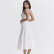 Women's Clothing Cotton Linen Jacquard Mid-length White Dress Women's