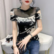 New Round Neck Hand-beaded Short-sleeved T-shirt Women