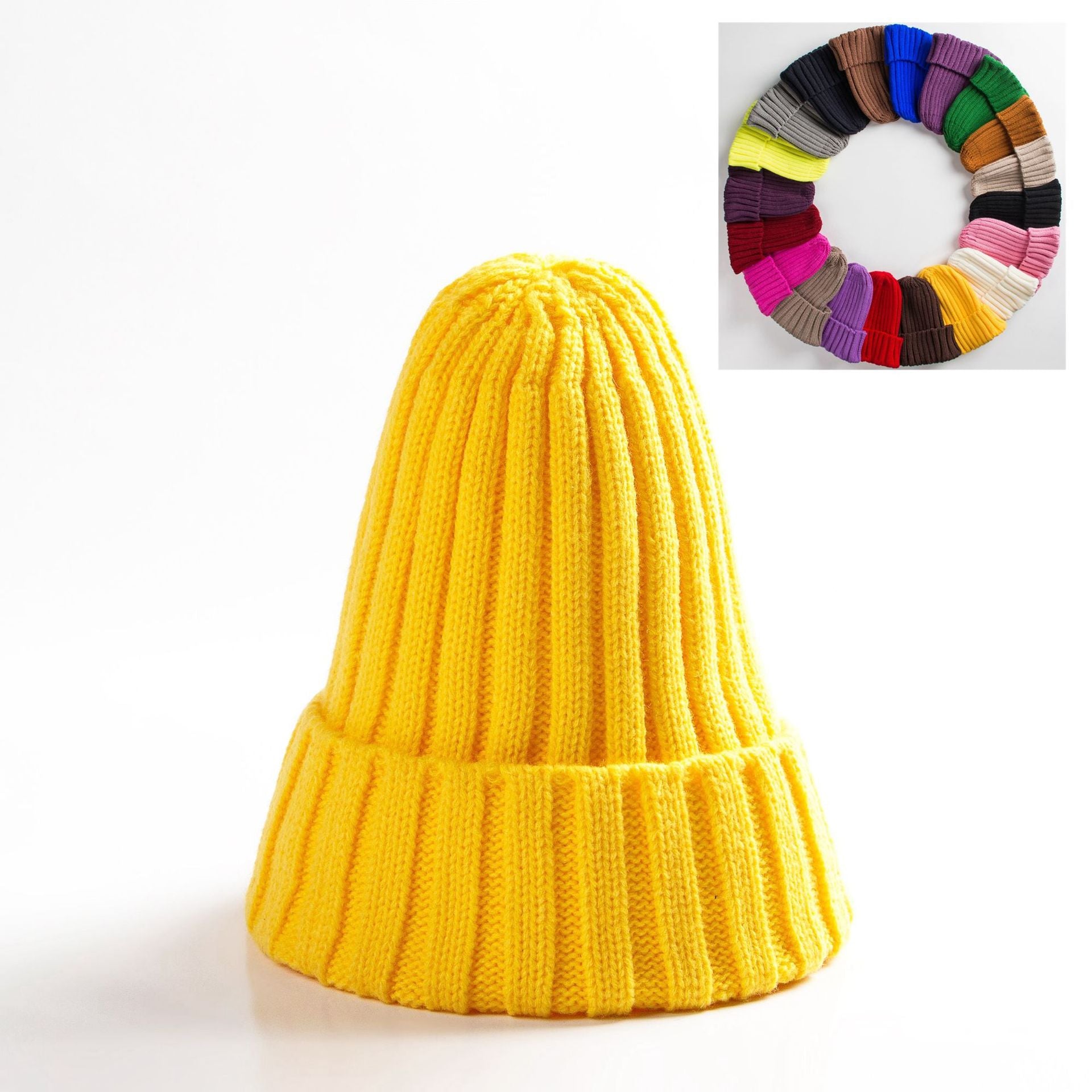 New Woolen Curly-brimmed Winter Warm Knitting Pointed Hats