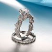 New European and American princess ring diamond set ring tree leaf engagement ring