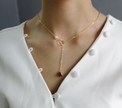 Red heart necklace female clavicle chain