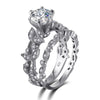 New European and American princess ring diamond set ring tree leaf engagement ring