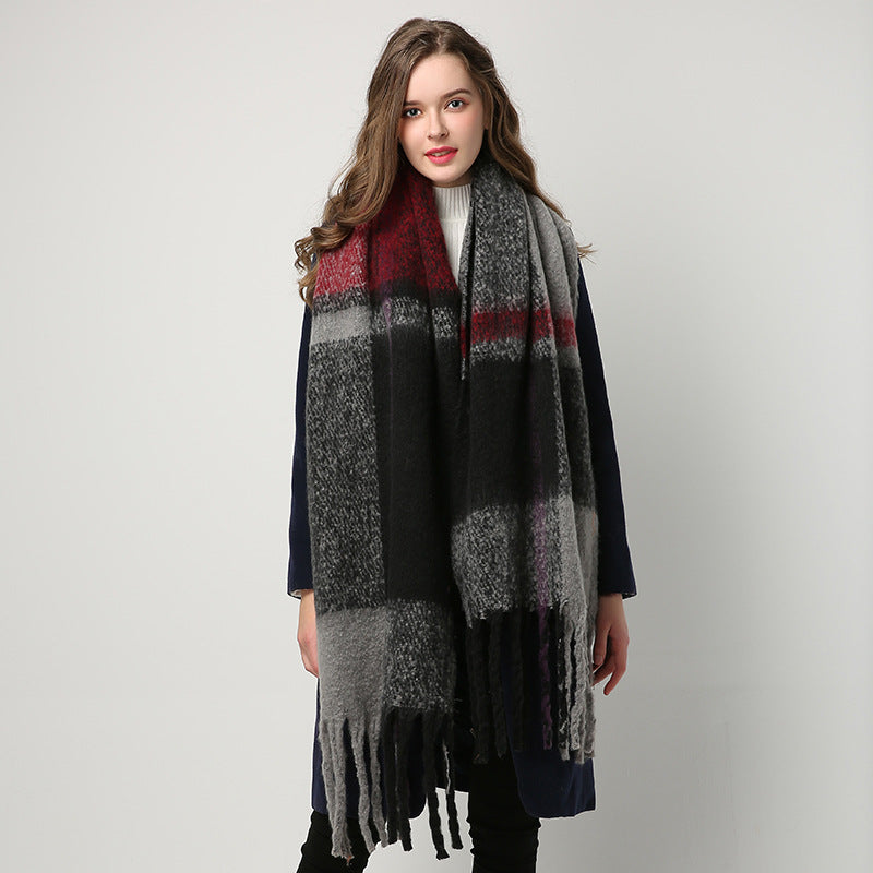 New plaid fringe long warm scarf fashion shawl scarf