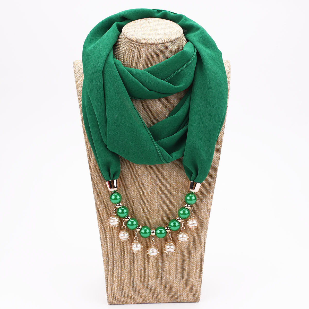 Pearl Chiffon Necklace Scarf Bib Sunscreen Women