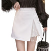 Drill Chain Tassel High Waist A- Line Hip-wrapped Pants Skirt