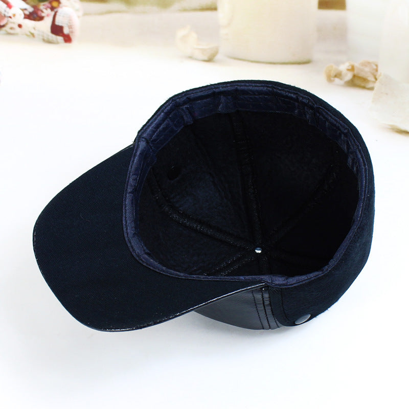 The 2021 explosion models Pu in elderly men's casual fur earmuffs manufacturers selling baseball caps warm peaked cap