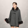 Rex rabbit fur collar double leather woolen coat women