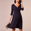 Pleated Deep V Neck Fashion Party Evening Maternity Dress