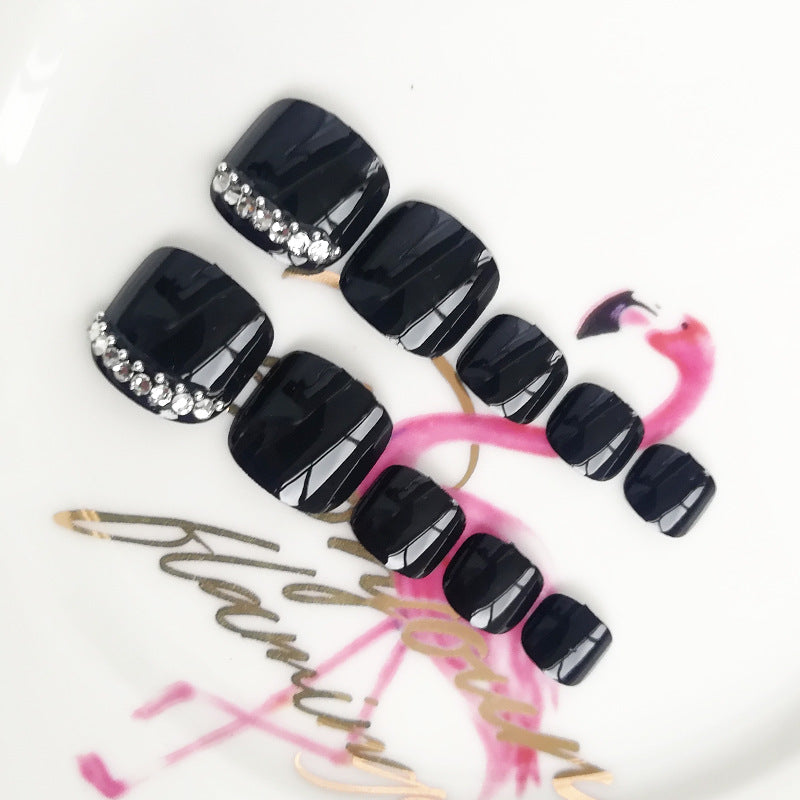 Toe Nail Patch Finished Wear Manicure Black Rhinestone Toe Nail Nail ZD-301