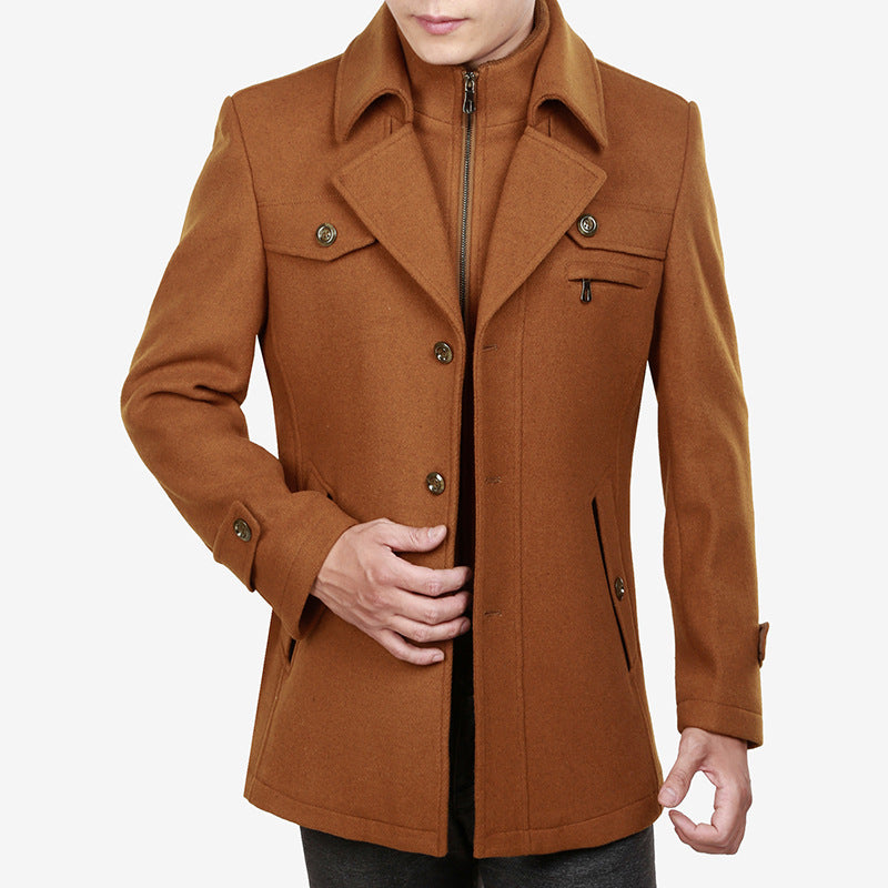 New thick woolen coat men