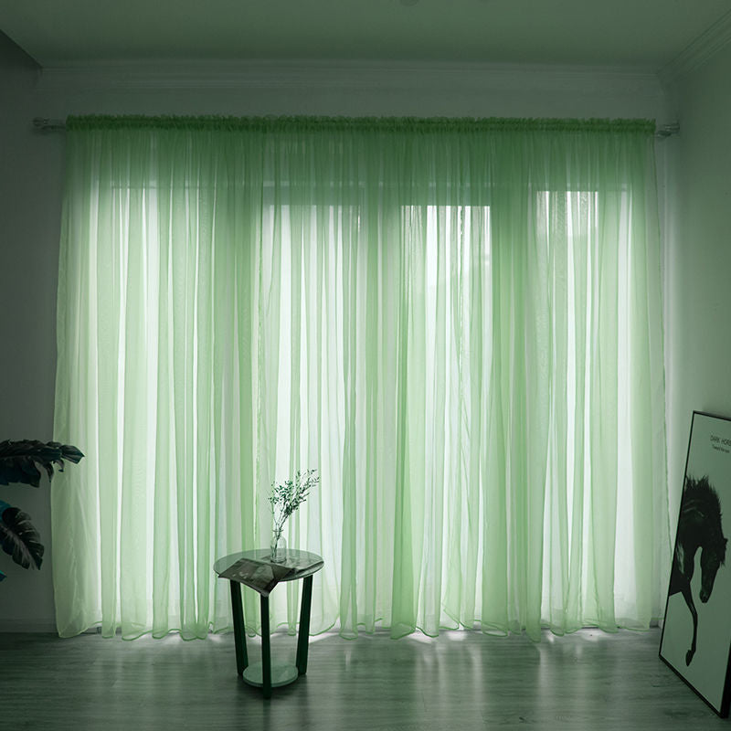 Simple And Modern Balcony Solid Color Gauze Curtain