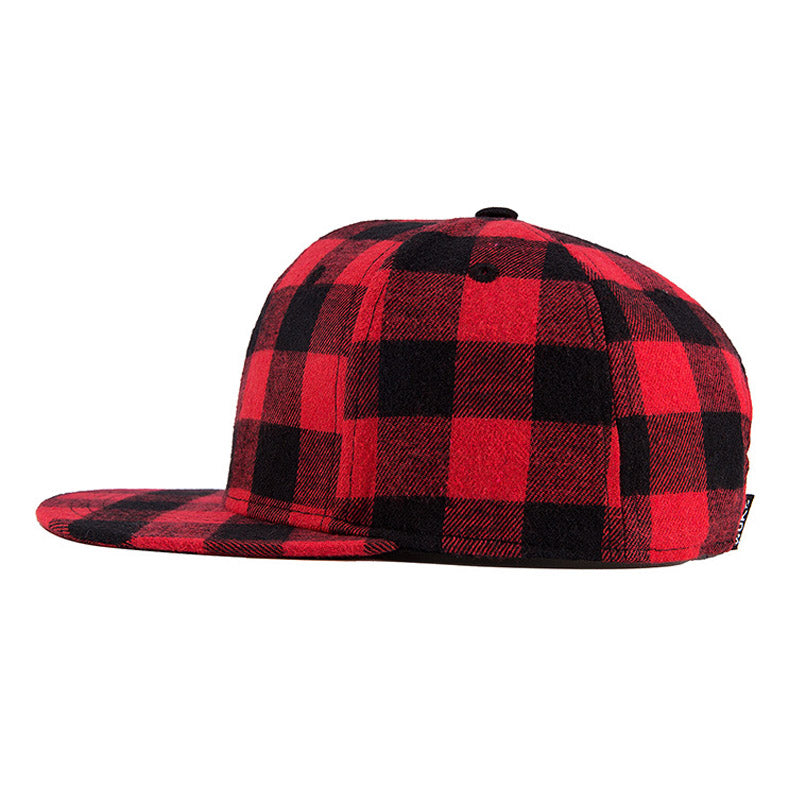 Red Black Plaid Baseball   For Women Men Couple Snapback Hip     Simple England Style Bone Hats