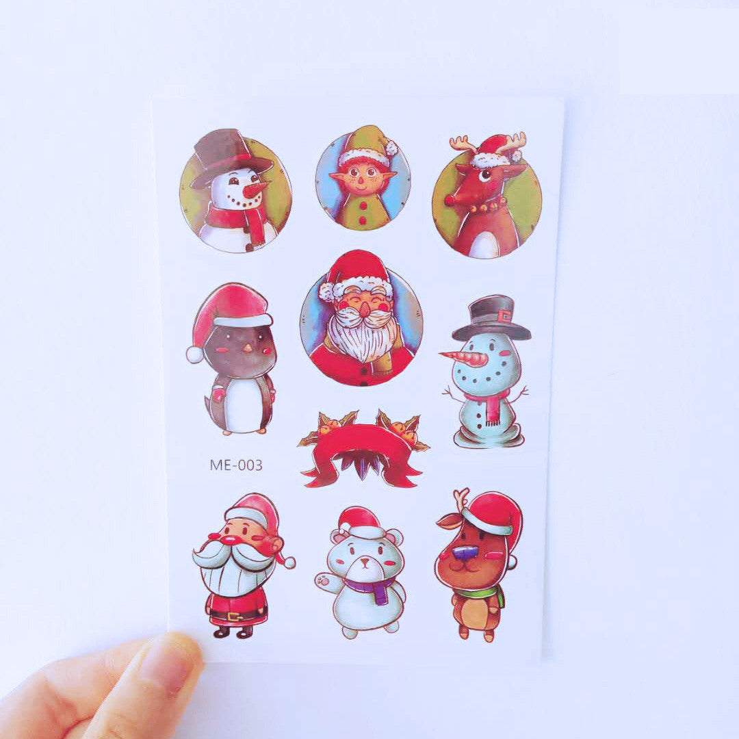 Children Cartoon New Year Christmas Tattoo Sticker