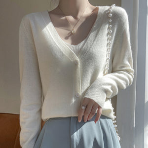 Women's Short Long Sleeve Cashmere Knitted Cardigan Coat