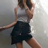 Irregular belt motorcycle leather skirt