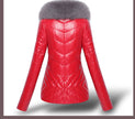 Women's Imitation Fox Fur Collar Short Slim Fitting Fur Patchwork Coat