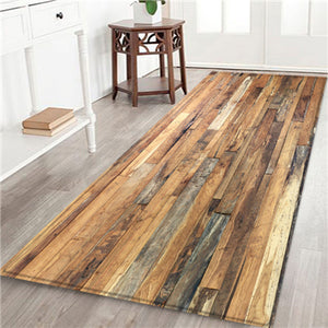 Plank Geometric Floor Mats Flannel Thick Carpet