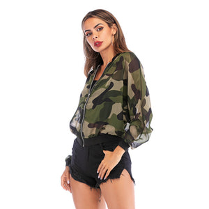 Sun Protection Clothing Stand Collar European And American Camouflage Casual Sun-proof Coat Jacket Women