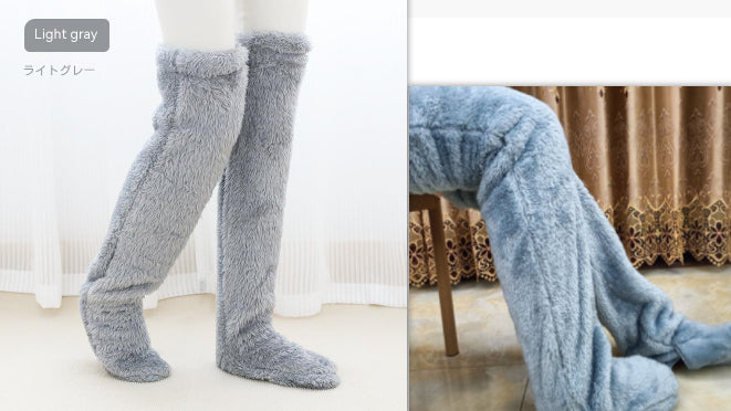 Over Knee High Fuzzy Long Socks Winter Warm Cold Leg Knee Joint Cold-proof Stockings Home Floor Sleeping Socks