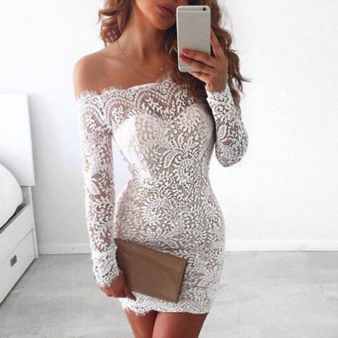 Sexy Lace Long Sleeve One-Piece Dress