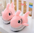 Plush toy shark - headed cotton slipper for women's skid and bottom plush shark slippers