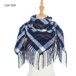 Yarn Stripe Grid Polyester Long Fringed Bristles Square Scarf Women Men's Bib Shawl