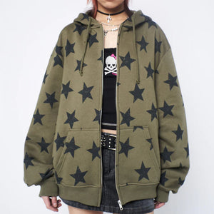 Retro XINGX Printed Casual Hooded Loose Sweater