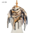 Yarn Stripe Grid Polyester Long Fringed Bristles Square Scarf Women Men's Bib Shawl