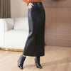 Fleece-lined Thickened Side Slit PU Leather Hip Skirt