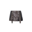 Washed Leather Skirt Vintage Distressed Rivet Pleated Skirt