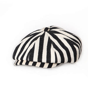 Retro Bold Stripes Fashion British Youth Octagonal Cap