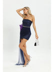 Fashion Casual Sequin Purple Tube Top Stitching Tight Irregular Dress