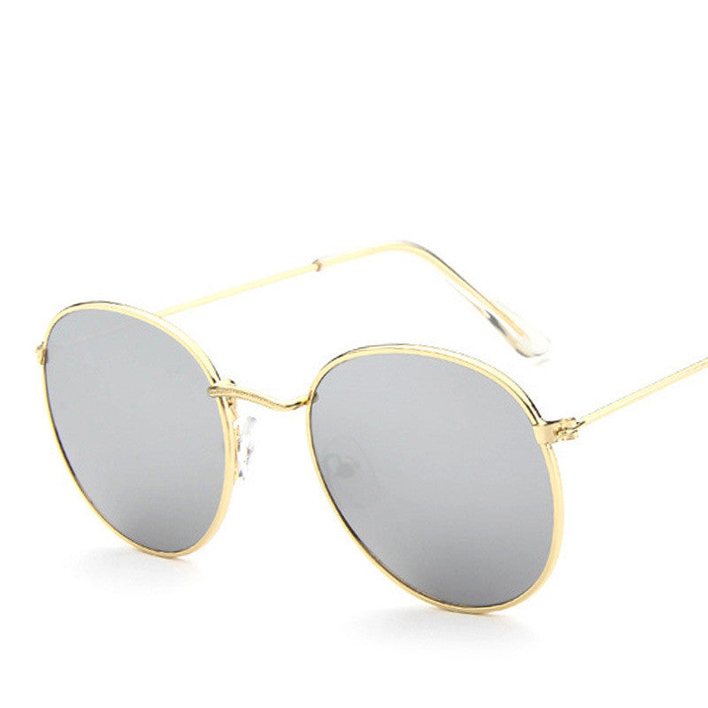 Round Frame Fashionable White Jingting Sunglasses