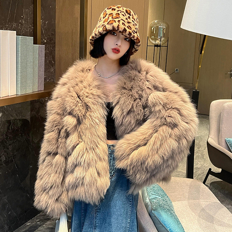 Winter Faux Fox Fur Fur Coat For Women