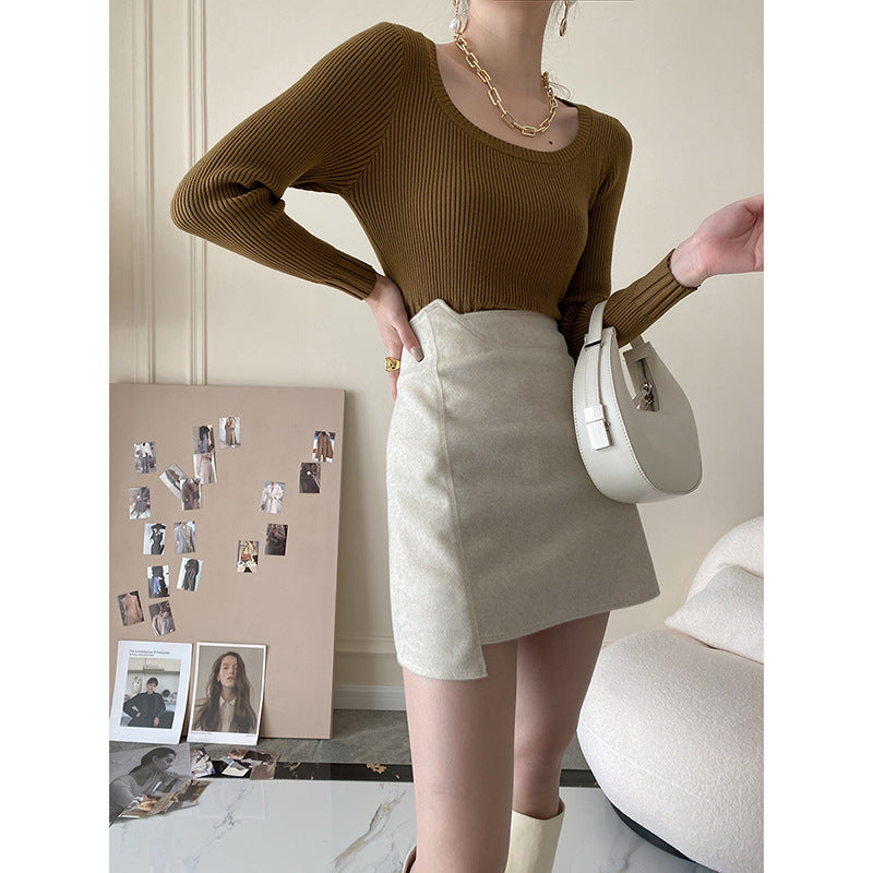 Small Man Buttock Wool Short Skirt Female