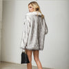 Women's warm mid-length faux fox fur coat