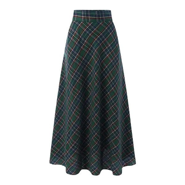 Women's High Waist Casual Loose Slimming Plaid Skirt