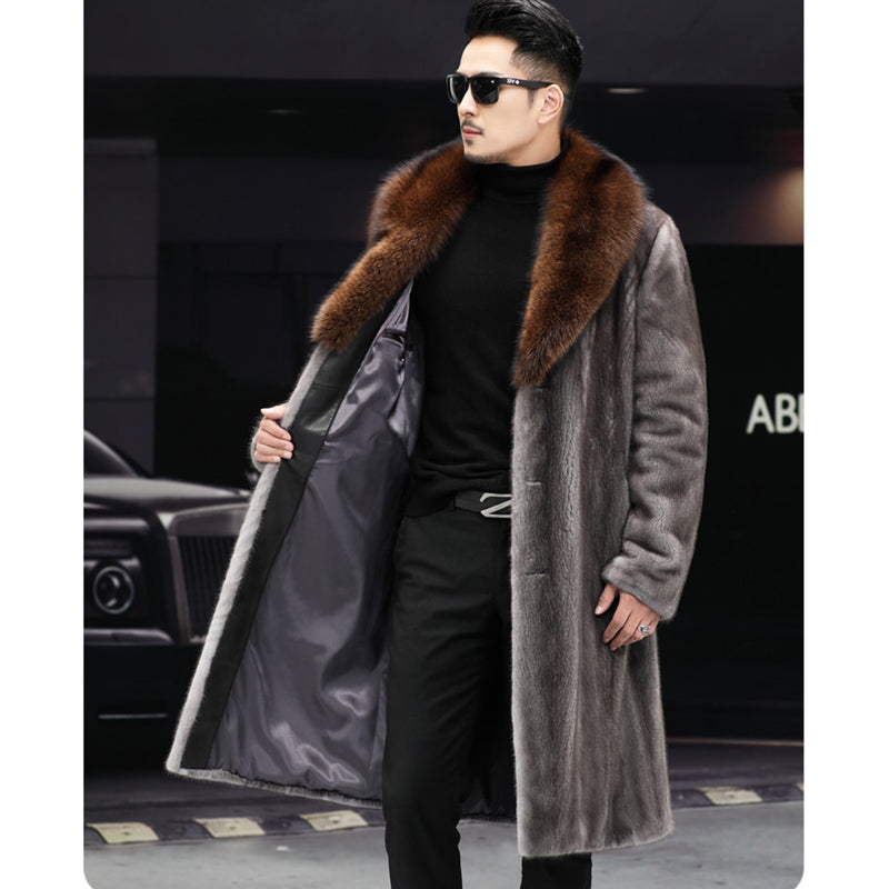 Thick Fur Long Coat Men Autumn Winter Warm