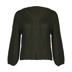 Pure Color Jacquard Blouse Jacket Casual Loose Cardigan Sweater Coat Women