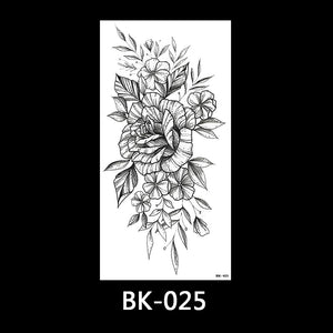 Black and white sketch flower tattoo stickers