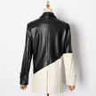 Ladies Loose Stitching PU Leather Suit Jacket