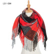 Yarn Stripe Grid Polyester Long Fringed Bristles Square Scarf Women Men's Bib Shawl