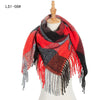 Yarn Stripe Grid Polyester Long Fringed Bristles Square Scarf Women Men's Bib Shawl