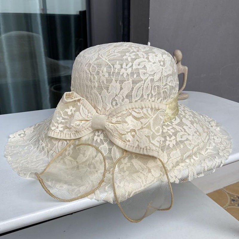 Elegant Lace Bow Fisherman Hat For Children