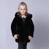 Autumn And Winter Children's Cotton Wear Hooded Faux Fur Coat Mid-length Baby Furry Sweater