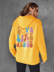 Brushed Hoody Back Letter Printed Kangaroo Pocket Drawstring Printed Hooded Sweater